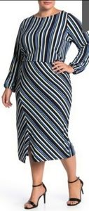 CLOSET CLEAROUT!!! LEOTA LONG SLEEVE PRINTED STRIPE DRESS.